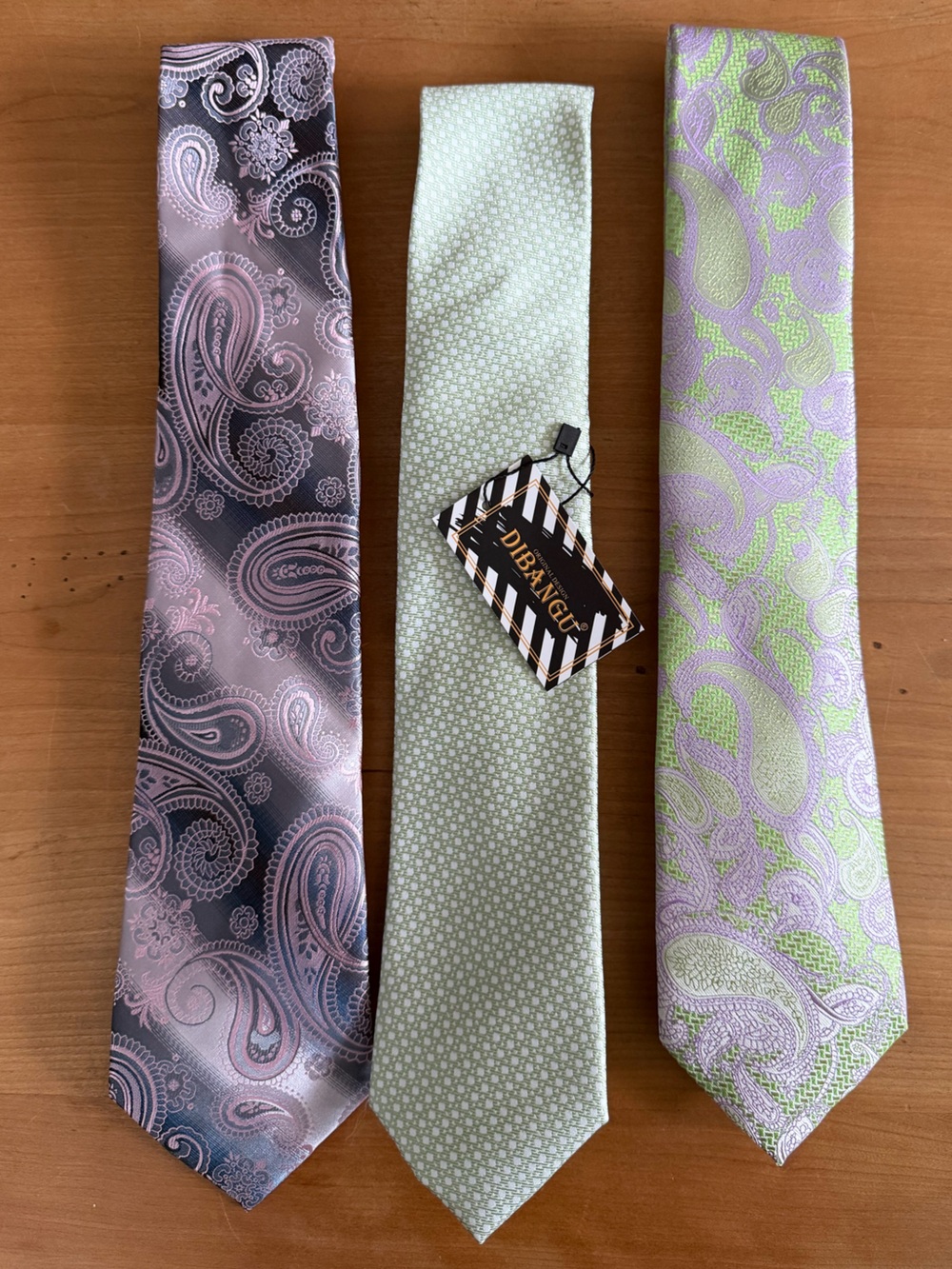 Dibangu Men’s necktie bundle lime green lavender pink gray paisley suit tie new